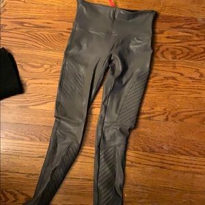 Gray Spanx faux leather moto leggings